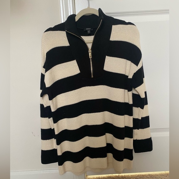 Striped ribbed quarter zip up tunic - Picture 3 of 7